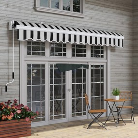 Outsunny Markiza Balkonowa Przegubowa Manualna 395x245cm Ochrona Przed Słońcem Montaż Ścienny Aluminium Biały Szary | Aosom PL