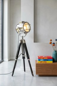Czarna lampa stojąca drewniana z ruchomym kloszem - 6X EX190 N7-Z38