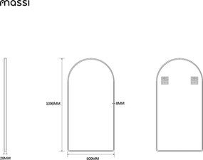 Lustro owalne wiszące portalowe w czarnej aluminiowej ramie 50 x 100 cm ARCH BLACK