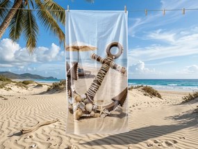 Szybkoschnący ręcznik plażowy ANTIC ANCHOR kolorowy 70 x 140 cm, 100% mikrofibra