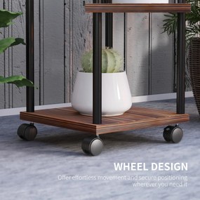 Outsunny Stojak na Kwiaty z 5 Półkami, Pięcioetapowy Stojak na Rośliny, Design Przestawny, Łatwy do Przemieszczenia, Drewno, Stal