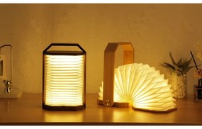 Biała/w ciemnym naturalnym kolorze lampa stołowa LED (wysokość 4 cm) Origami – Gingko