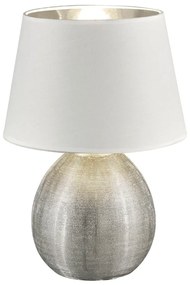 Biała lampa stołowa z ceramiki i tkaniny Trio Luxor, wys. 35 cm