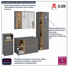 Komplet mebli łazienkowych grafit + dąb artisan  W8-C09