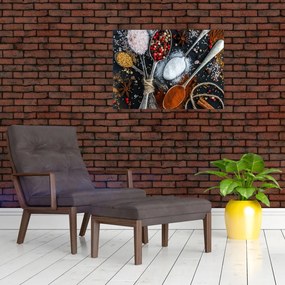 Obraz na szkle łyżek z przyprawami (70x50 cm)