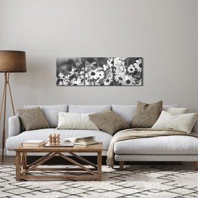 Obraz - Stokrotki (z zegarem) (90x30 cm)