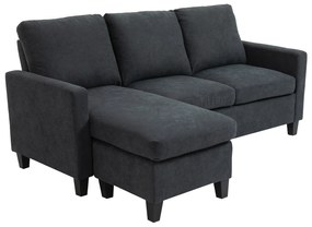 HOMCOM Sofa Narożna Wielofunkcyjna Ciemnoszara 197x139x91 cm Przestronny i Wygodny Narożnik | Aosom PL