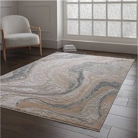 Dywan abstrakcyjny - 160x240cm - szary, kremowy, złoty - Seville Oro