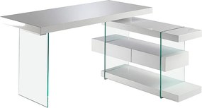 Białe biurko z drewna i szkła hartowanego 3002 ANGEL CERDA