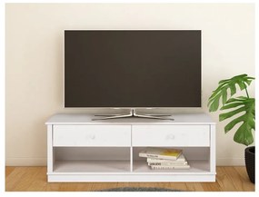 Biała szafka pod TV z litego drewna sosnowego 137x47 cm Anita – Støraa