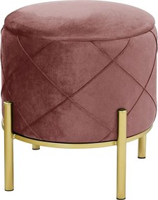 Welurowa różowa pufa glamour na nóżkach E5-W07