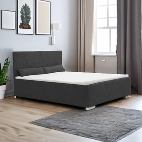 Łóżko tapicerowane z pojemnikiem i materacem SORO 120x200 cm Czarny