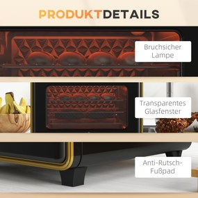 HOMCOM Mini piekarnik na gorące powietrze Czarny 36x377x345cm do zdrowego gotowania i pieczenia | Aosom PL