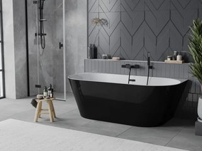 Mexen Oval Slim wanna wolnostojąca przyścienna 170 x 80 cm, biała/czarna, przelew czarny - 52661708075-70