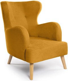Musztardowy fotel typu uszak Noemye – Bonami Selection