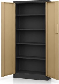 Biurowa szafa metalowa z zamkiem na szyfr antracytowa / orzech: Eco Design DANIEL, 900 x 1850 x 400 mm