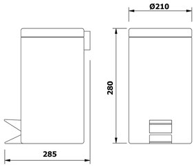 AQUALINE 27105 Simple line Kosz na śmieci okrągły 5 l, stal nierdzewna