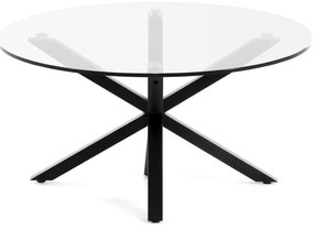 Czarny okrągły stolik ze szklanym blatem ø 82 cm Argo – Kave Home