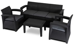 Zestaw Mebli Ogrodowych BRANDON Ciemnoszary Sofa Fotele Stolik Tarasowy Technorattan Nowoczesny