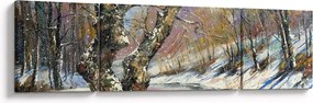 Obraz namalowanego zimowego krajobrazu (170x50 cm)