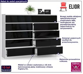 Nowoczesna komoda do salonu biały + czarny połysk - Entira 4X