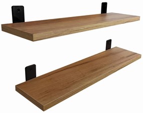 Zestaw dwóch półek ściennych loft dąb craft złoty 50 cm - Castello 3X