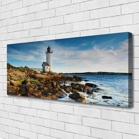 Obraz canvas Klasyczna Latarnia na Brzegu