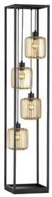 Czarna lampa stojąca ze szklanym kloszem (wysokość 150 cm) Caydo – Fischer & Honsel