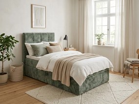 Łóżko tapicerowane boxspring DIRELIS VIBE 90x200 cm ciemnozielone Materac: Materac sprężynowy Bonell