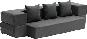 Nowoczesna Sofa Rozkładana, SucceBuy 3 w 1 Rozkładana Sofa Rozkładana z 3 Poduszkami do Łóżka Pojedynczego Ciemnoszary