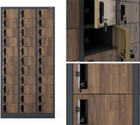 Metalowa szafa depozytowa Eco Design Oliver 90x45x185 cm, antracyt/orzech