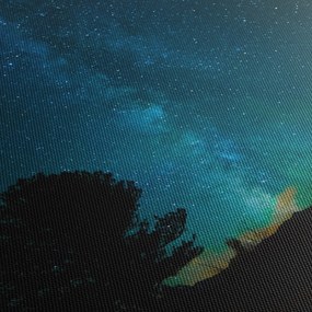 Obraz nocnego nieba z gwiazdami (z zegarem) (90x30 cm)