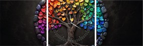 Obraz – Drzewo pełne kolorowych serc (z zegarem) (90x30 cm)