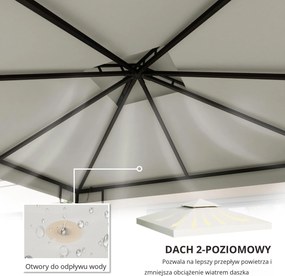 Outsunny Zapasowy Dach do Pawilonu Ogrodowego - Poliester, Kremowy Kolor, 3x3m - Ochrona przed Słońcem