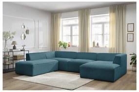 Ciemnoniebieski sztruksowy narożnik modułowy (lewostronny/w kształcie litery U) Megeve – Bobochic Paris