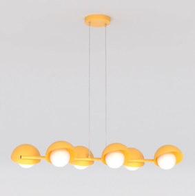 Boom 6 pomarańczowa lampa wisząca nad stołem prostokątnym nowoczesne wnętrze