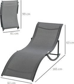 Outsunny Zestaw 2 Lekkich Leżaków Aluminiowych - Wymiary: 165x61x63cm - Trwałe i Wygodne
