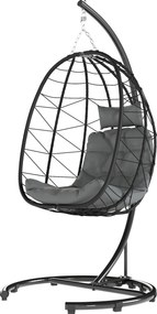 Outsunny Fotel wiszący zewnętrzny Fotel wiszący Egg Chair, odporny na warunki atmosferyczne, w tym poduszki, 102 cm x 102 cm x 195 cm, Ciemnoszary