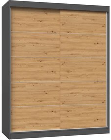 Garderoba z drzwiami przesuwnymi dąb artisan antracyt 160 cm M2-M37