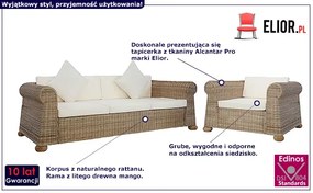 2-częściowy 4-osobowy zestaw wypoczynkowy z naturalnego rattanu - Radna 2M
