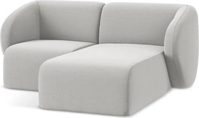 Jasnoszary aksamitny narożnik (prawostronny/z szezlongiem) Lani – Makamii