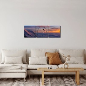Obraz o zachodzie słońca, Mt. Blanc (z zegarem) (90x30 cm)