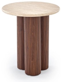 DOROTEA_S ława trawertyn / orzechowy średnica 50 cm wysokość 56