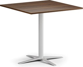 Stolik kawowy AURA, 60x60 cm, biała podstawa, orzech