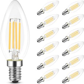 NETTLIFE E14 Żarówka LED, Lampa energooszczędna, 12 szt., 4W 2700K, Ciepła biała żarówka