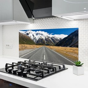 Panel Szklany do Kuchni Zimowy Szlak Górski