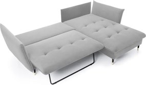 Narożnik GLAM Prawostronny z funkcją spania, zestaw z poduszkami wolnostojący tkanina RIVIERA 80 Jasny szary DOMO HOME