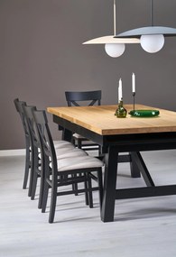 FIESTA stół rozkładany 200-280x100x77 cm dąb naturalny/czarny mieści 8-12 osób