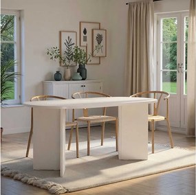 Stół jadalny – 180 cm x 75 cm x 89,5 cm – Białe drewno – Płyta wiórowa