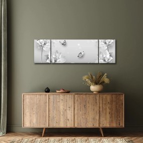 Obraz - Kwiatowy wzór z motylkami (170x50 cm)
